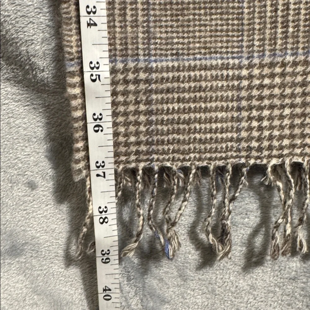 Grazalema scarf Lambs Wool‎ Checkered Fabric tan shades pure lambs wool